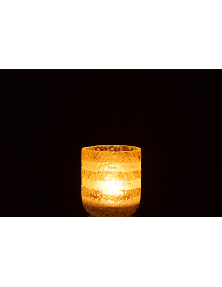 Photophore original bulles Diamètre 9 cm en Verre Jaune Blanc Motif lignes Rolvia - 4