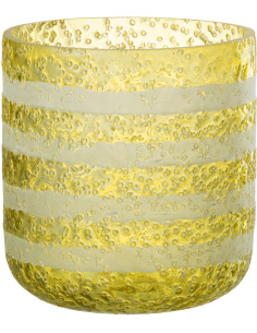 Photophore original bulles Diamètre 14 cm en Verre Jaune Blanc Motif lignes Rolvia - 1