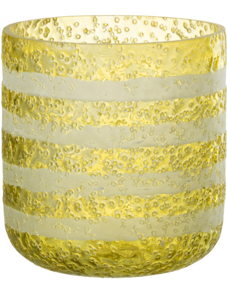Photophore original bulles Diamètre 14 cm en Verre Jaune Blanc Motif lignes Rolvia - 1