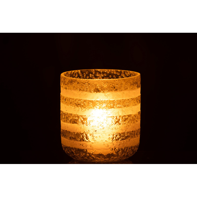 Photophore original bulles Diamètre 14 cm en Verre Jaune Blanc Motif lignes Rolvia - 4