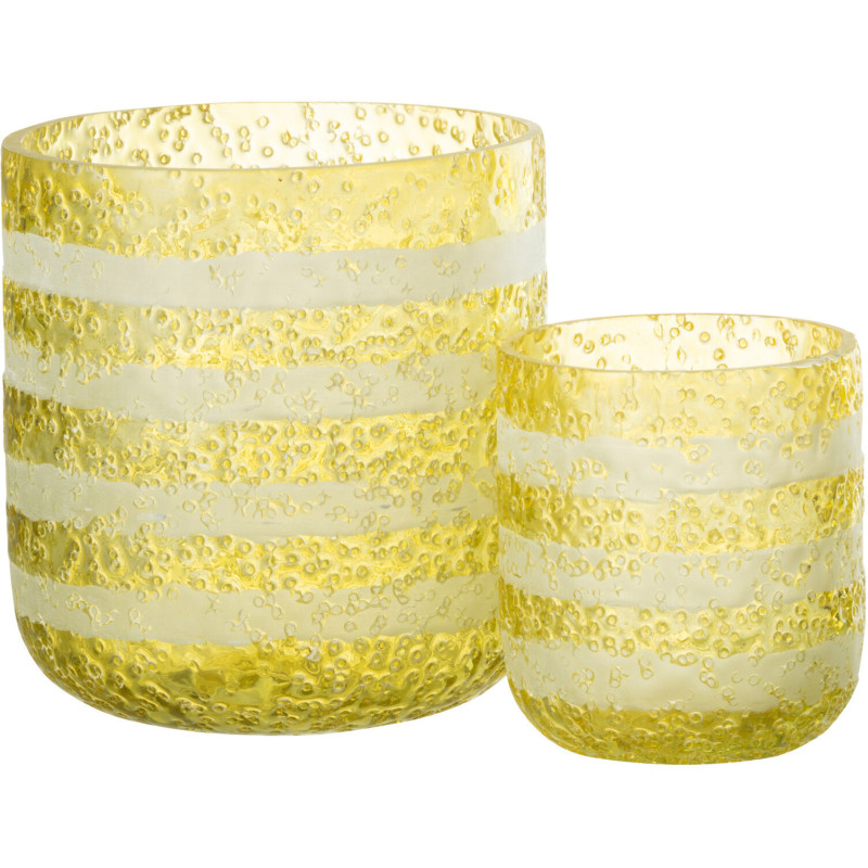 Photophore original bulles Diamètre 14 cm en Verre Jaune Blanc Motif lignes Rolvia - 5