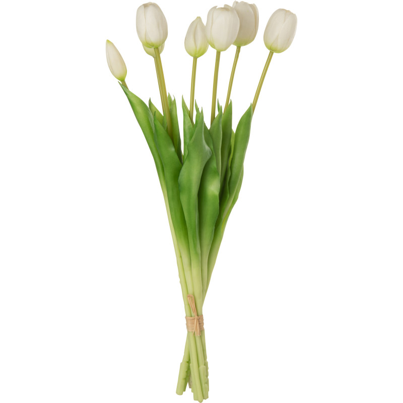 Bouquet Fleurs artificielle réaliste Tulipe Hauteur 45 cm en Plastique Blanc Vert - 1
