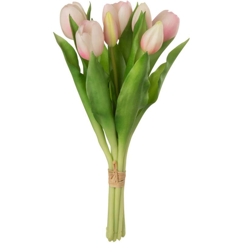 Bouquet Fleurs artificielle réaliste Tulipe Hauteur 31 cm en Plastique Rose clair Vert - 1