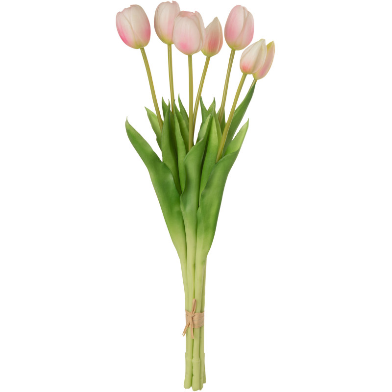 Bouquet Fleurs artificielle réaliste Tulipe Hauteur 45 cm en Plastique Rose clair Vert - 1
