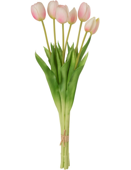 Bouquet Fleurs artificielle réaliste Tulipe Hauteur 45 cm en Plastique Rose clair Vert - 1