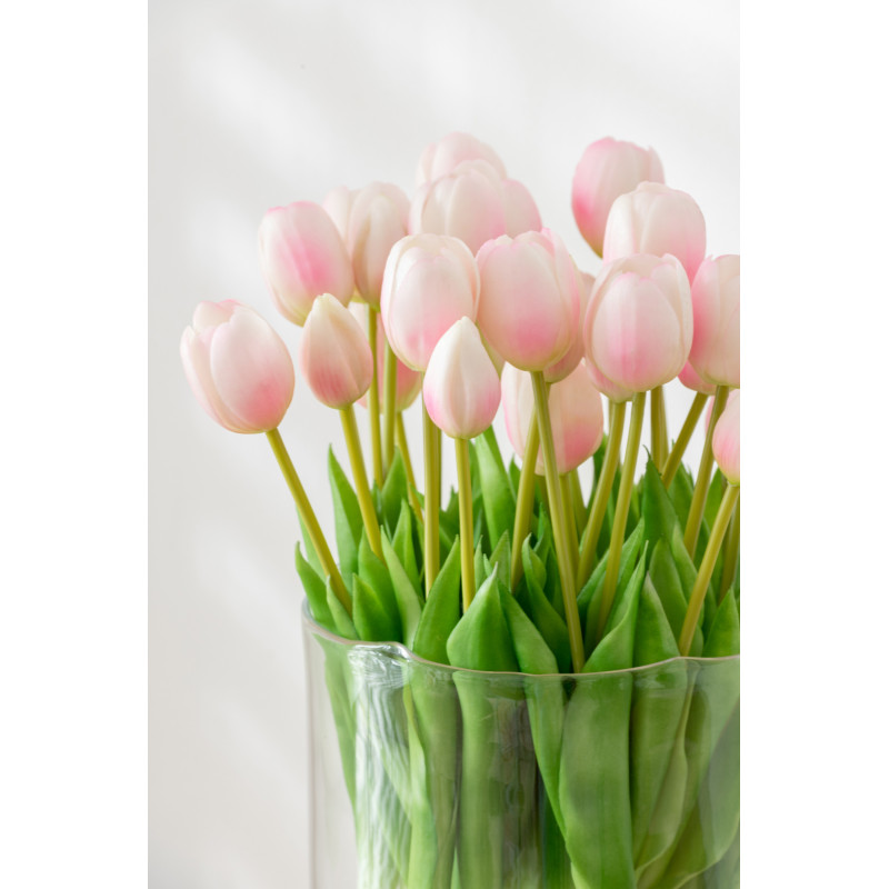 Bouquet Fleurs artificielle réaliste Tulipe Hauteur 45 cm en Plastique Rose clair Vert - 2