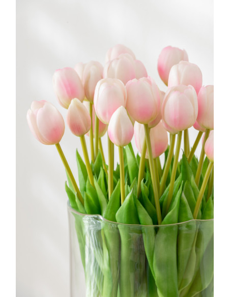 Bouquet Fleurs artificielle réaliste Tulipe Hauteur 45 cm en Plastique Rose clair Vert - 2