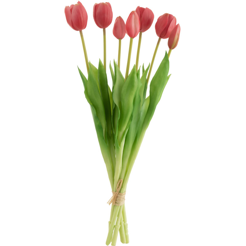 Bouquet Fleurs artificielle réaliste Tulipe Hauteur 45 cm en Plastique Rose foncé Vert - 1