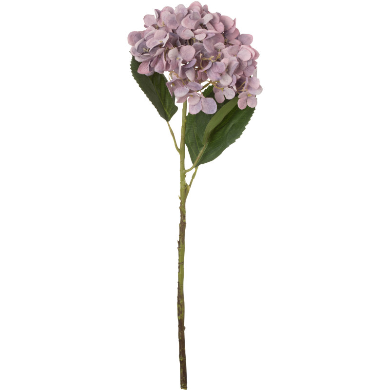 Fleur artificielle réaliste Hydrangea Hauteur 58 cm en Tissu Mauve pâle Plastique Vert J-Line - 1