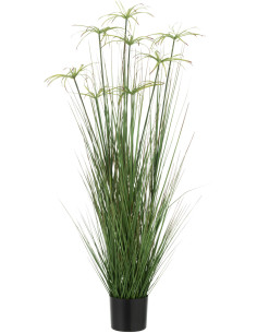 Plante artificielle XXL réaliste Faux papyrus Hauteur 132 cm en Plastique Vert - 1