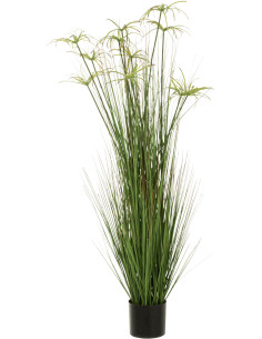 Plante artificielle XXL réaliste Faux papyrus Hauteur 140 cm en Plastique Vert - 1