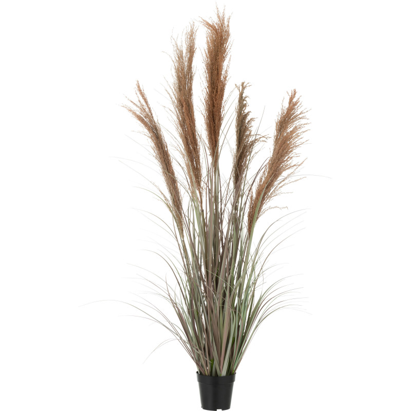 Plante artificielle Herbes et Pampas XL en pot Hauteur 140 cm en Plastique Vert Terracotta Monios - 1