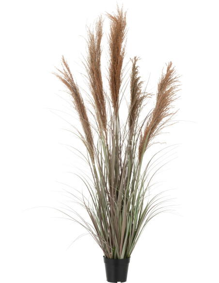 Plante artificielle Herbes et Pampas XL en pot Hauteur 140 cm en Plastique Vert Terracotta Monios - 1