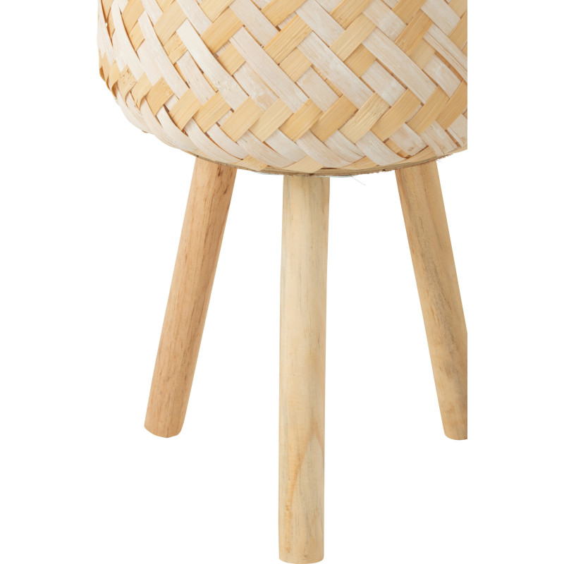 Panier de rangement sur pieds Rond en Bambou Blanc Naturel Sven (Lot de 3) - 2