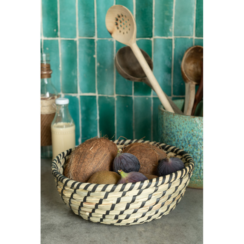 Corbeille de rangement Ronde en Paille Naturel Noir Tressé Delvora (Lot de 3) - 2