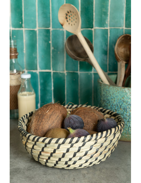 Corbeille de rangement Ronde en Paille Naturel Noir Tressé Delvora (Lot de 3) - 2