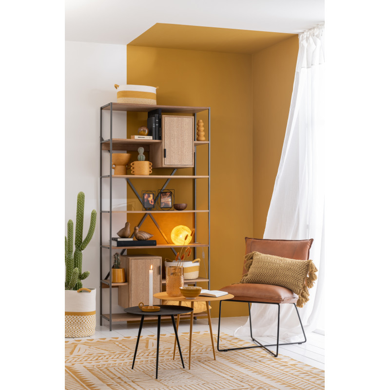 Panier de rangement salle de bain Rectangulaire en Tissu Blanc Orange Tressé Vorian (Lot de 3) - 2