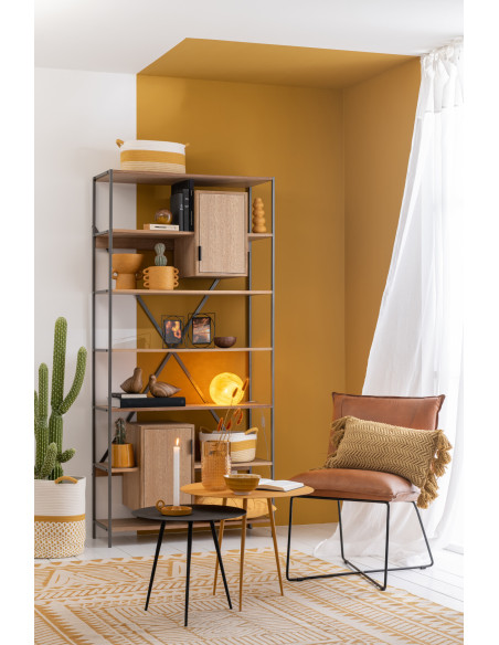 Panier de rangement salle de bain Rectangulaire en Tissu Blanc Orange Tressé Vorian (Lot de 3) - 2