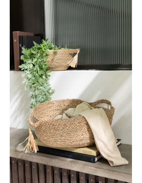 Panier de rangement bas Rond en Rotin Naturel Tressé Cyralyn (Lot de 3) - 2