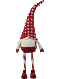Décoration de Noël XLX Lutin debout 80 cm en Polyester Rouge Blanc Motif carreaux - 1