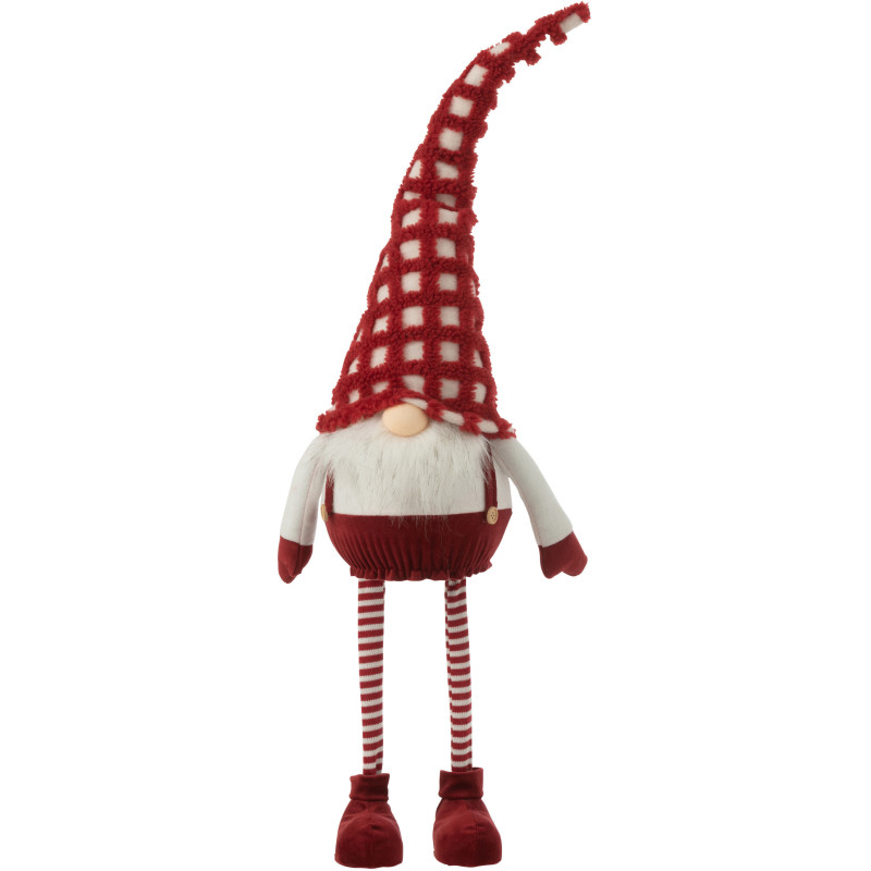 Décoration de Noël XLX Lutin debout 80 cm en Polyester Rouge Blanc Motif carreaux - 1