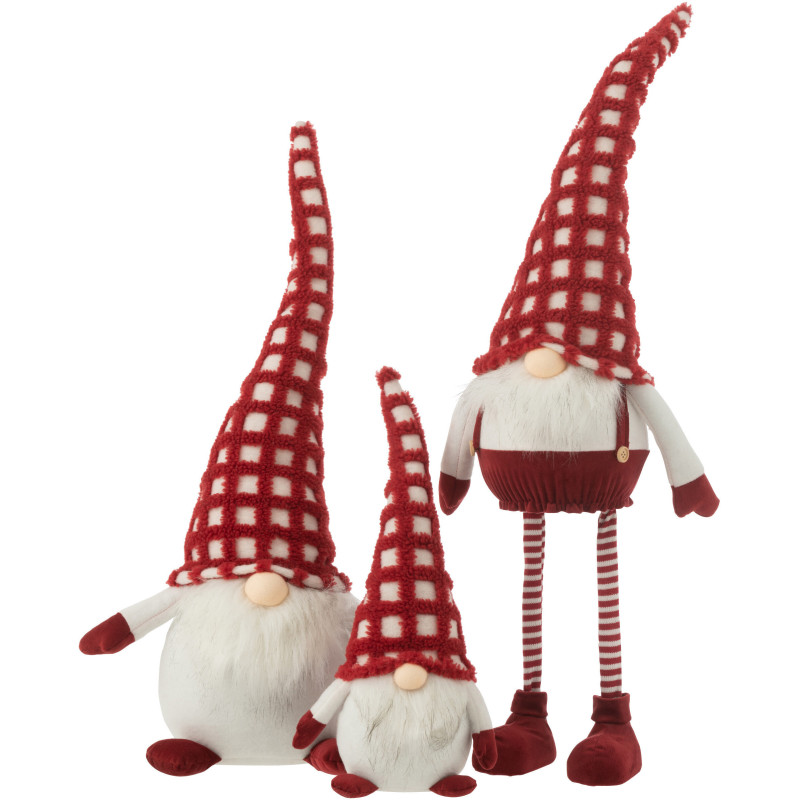 Décoration de Noël XLX Lutin debout 80 cm en Polyester Rouge Blanc Motif carreaux - 2