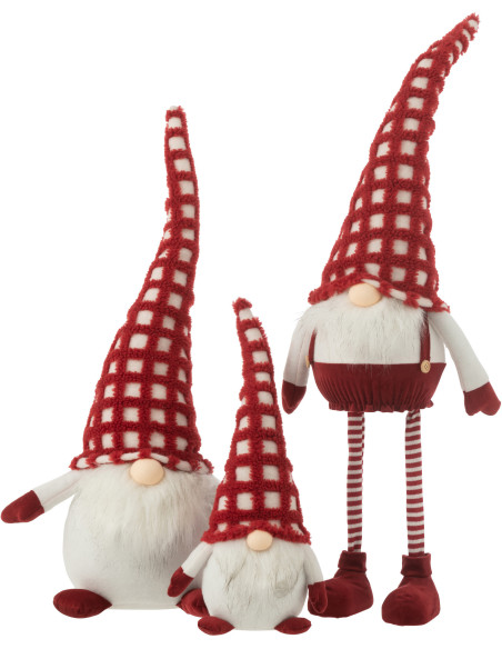 Décoration de Noël XLX Lutin debout 80 cm en Polyester Rouge Blanc Motif carreaux - 2
