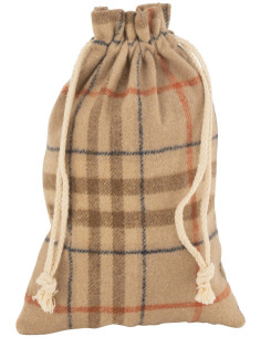 Sac Cadeaux de Noël 30 cm en Polyester Beige Motif carreaux - 1