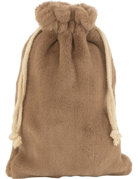 Sac cadeaux de Noël 30 cm en Polyester Marron Effet velours - 1