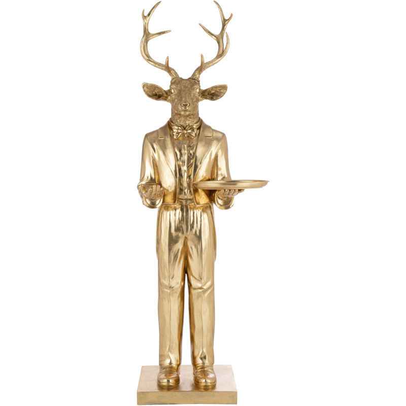 Statue déco XXL Cerf avec plateau Hauteur 194 cm en Résine Doré Balvin - 3