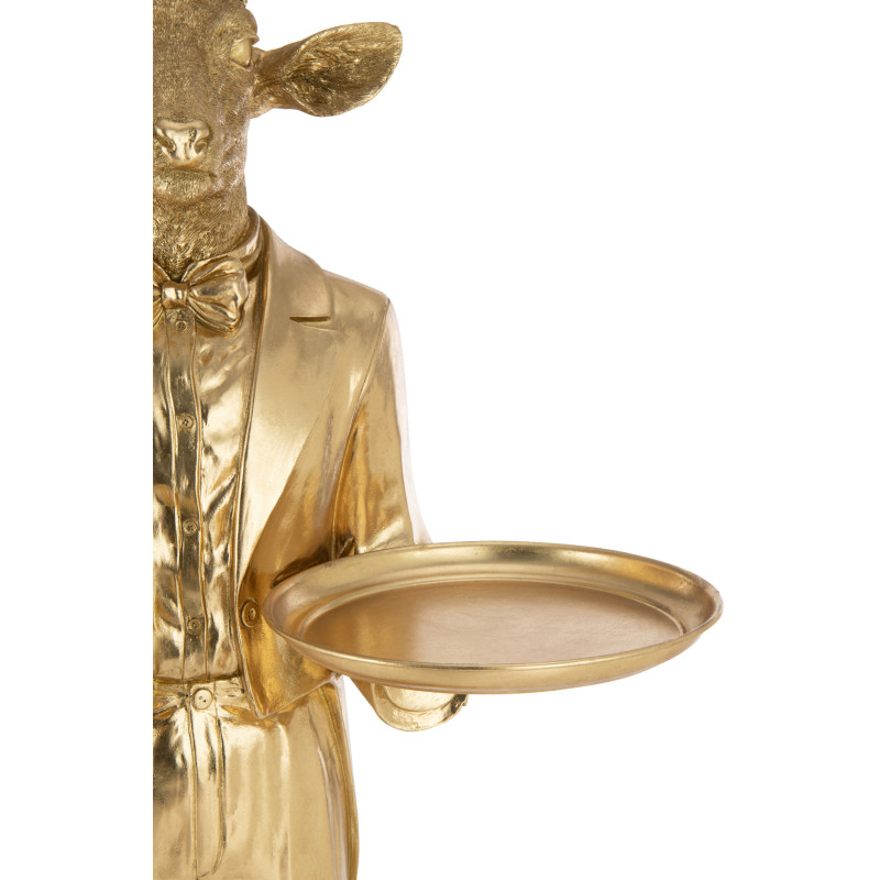 Statue déco XXL Cerf avec plateau Hauteur 194 cm en Résine Doré Balvin - 4