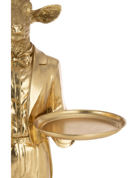 Statue déco XXL Cerf avec plateau Hauteur 194 cm en Résine Doré Balvin - 4