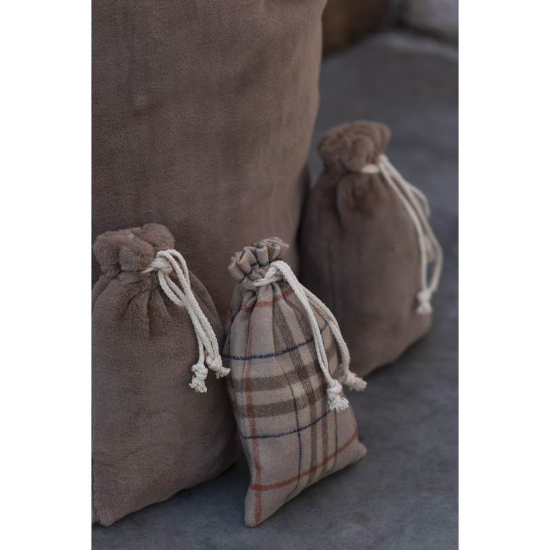 Sac cadeaux de Noël 30 cm en Polyester Marron Effet velours - 2