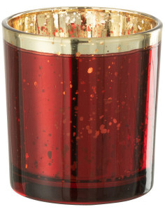 Photophore moderne Diamètre 7 cm en Verre Rouge Doré Korin - 1