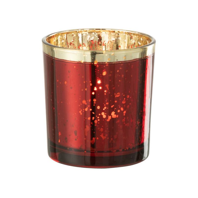 Photophore moderne Diamètre 7 cm en Verre Rouge Doré Korin - 2