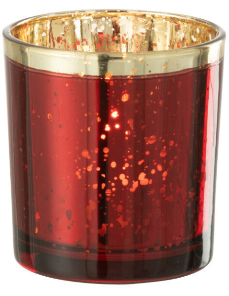 Photophore moderne Diamètre 7 cm en Verre Rouge Doré Korin - 2