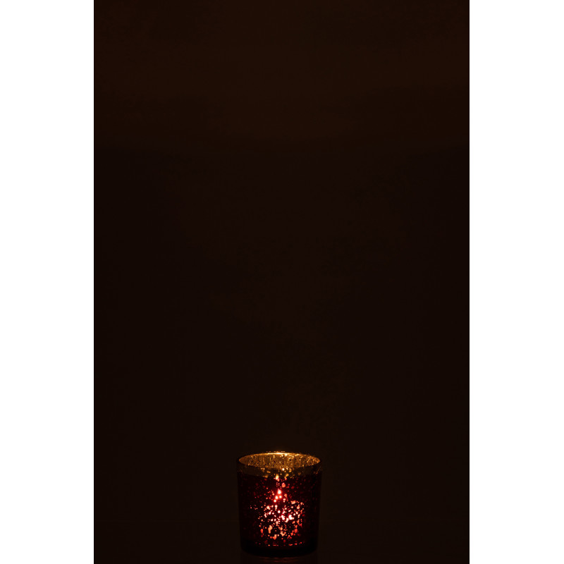 Photophore moderne Diamètre 7 cm en Verre Rouge Doré Korin - 3