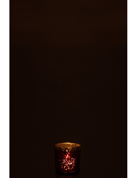 Photophore moderne Diamètre 7 cm en Verre Rouge Doré Korin - 3