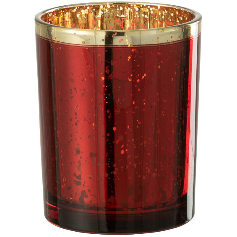 Photophore moderne Diamètre 10 cm en Verre Rouge Doré Korin - 1