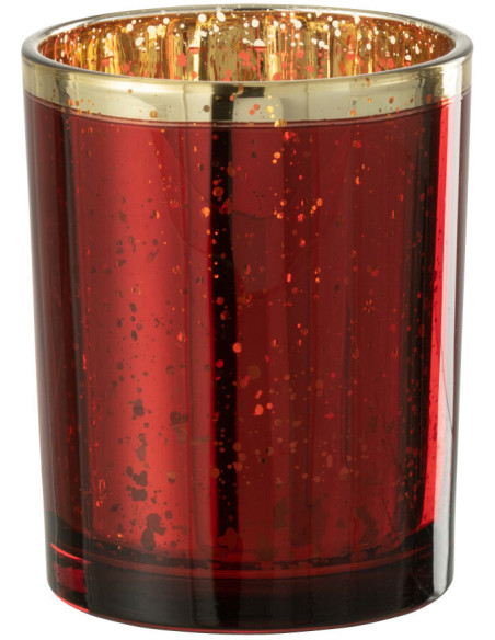 Photophore moderne Diamètre 10 cm en Verre Rouge Doré Korin - 1