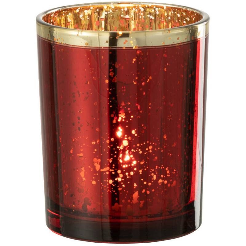 Photophore moderne Diamètre 10 cm en Verre Rouge Doré Korin - 2