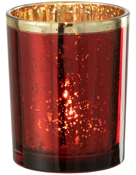 Photophore moderne Diamètre 10 cm en Verre Rouge Doré Korin - 2