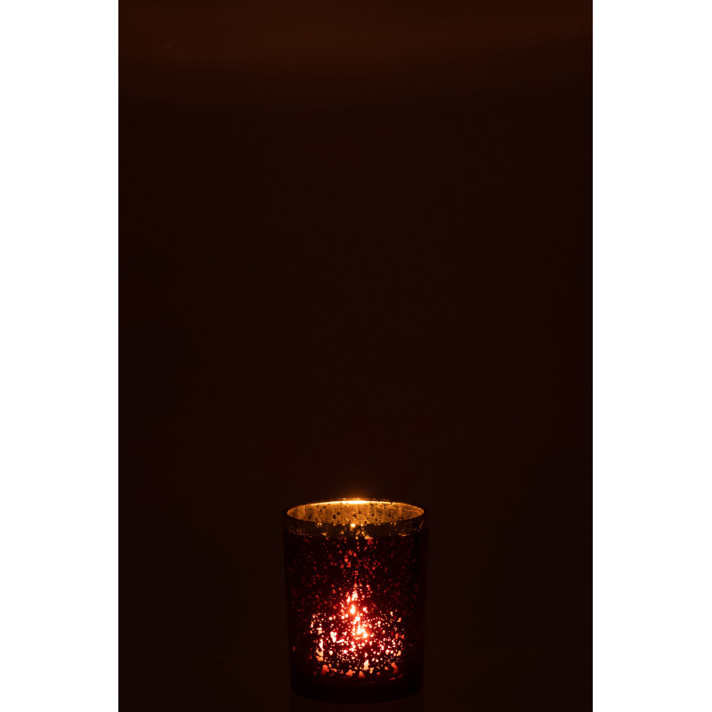 Photophore moderne Diamètre 10 cm en Verre Rouge Doré Korin - 3