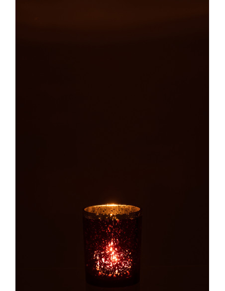 Photophore moderne Diamètre 10 cm en Verre Rouge Doré Korin - 3