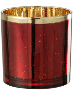 Photophore moderne XL Diamètre 15 cm en Verre Rouge Doré Korin - 1