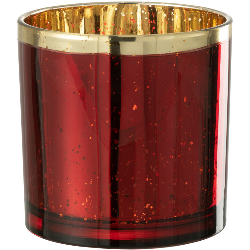 Photophore moderne XL Diamètre 15 cm en Verre Rouge Doré Korin - 1