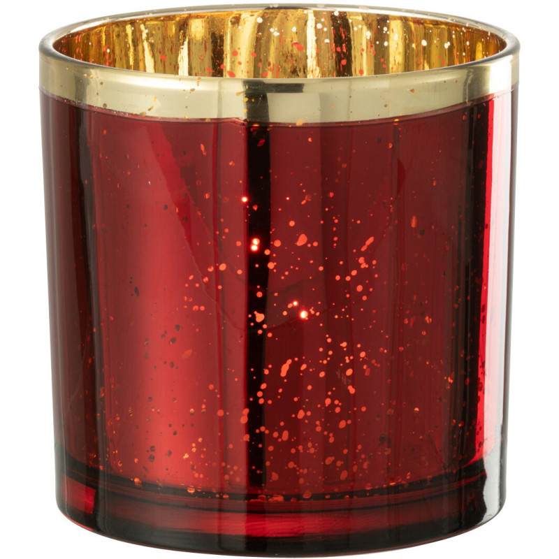 Photophore moderne XL Diamètre 15 cm en Verre Rouge Doré Korin - 2