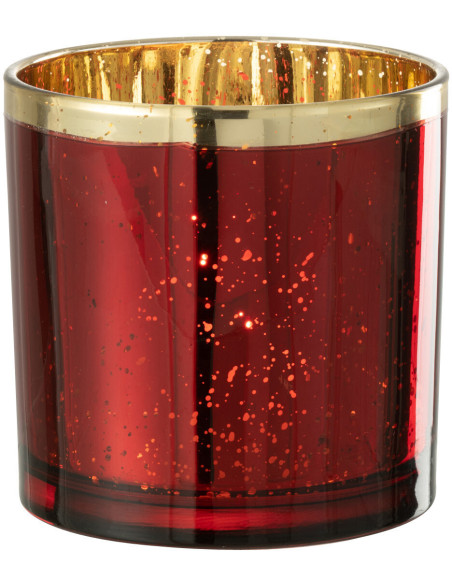 Photophore moderne XL Diamètre 15 cm en Verre Rouge Doré Korin - 2