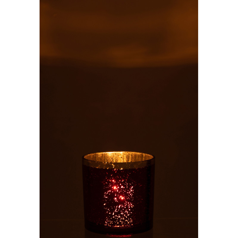 Photophore moderne XL Diamètre 15 cm en Verre Rouge Doré Korin - 3