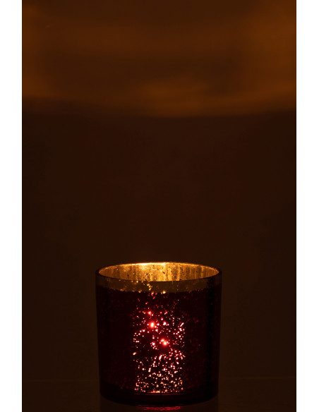 Photophore moderne XL Diamètre 15 cm en Verre Rouge Doré Korin - 3